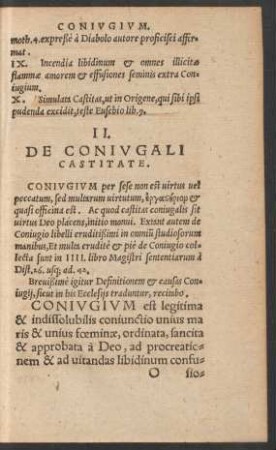 II. De Coniugali Castitate.