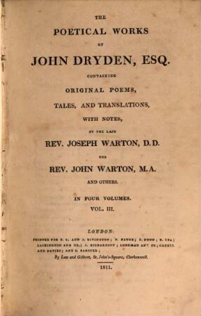 The poetical works of John Dryden : containing original poems, tales, and translations, with notes. 3