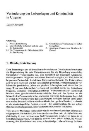 Veränderung der Lebenslagen und Kriminalität in Ungarn