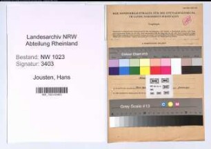 Entnazifizierung Hans Jousten , geb. 20.10.1909 (Ingenieur)