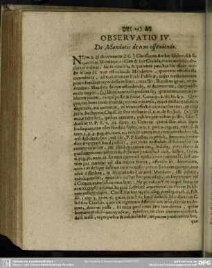 Observatio IV. De Mandatis de non offendendo