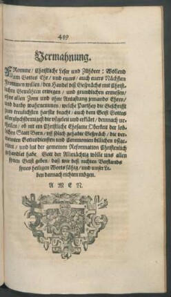 Vermahnung.