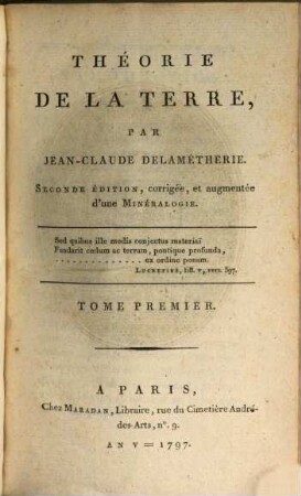 Théorie De La Terre, Tome Premier