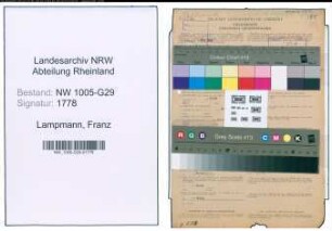 Entnazifizierung Franz Lampmann , geb. 29.08.1901 (Bahninspektor)