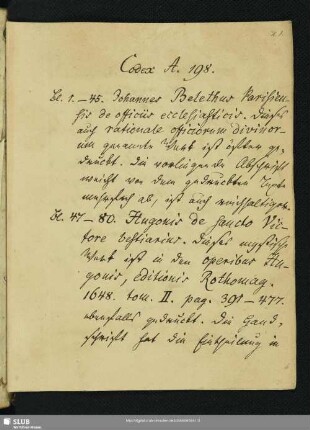 [Beschreibung / Inhaltsverzeichnis zur Handschrift]