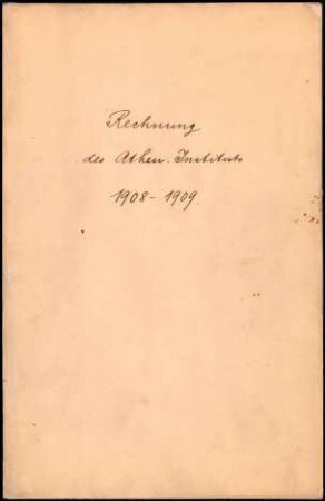 Abrechnung 1908/1909