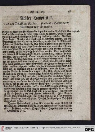 Achter Haupttitul: Von den Nordischen Reichen. Rußland, Dännemarck, Norwegen und Schweden
