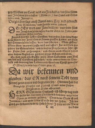 Da wir bekennen und gleuben/ das Er nach seinem Todt vom Creutz genommen und begraben sey ...