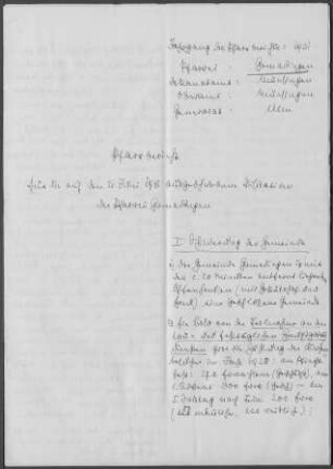 Gomadingen mit Offenhausen: Pfarrbericht 1931