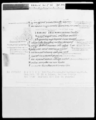 Lukan, Bellum Civile — Initiale A (t non in pharia), darin Vogel, Folio 114verso
