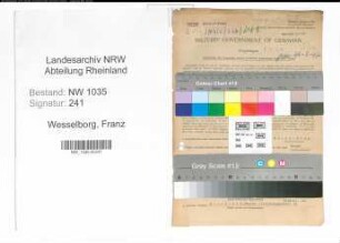 Entnazifizierung Franz Wesselborg , geb. 14.04.1897 (Lehrer)