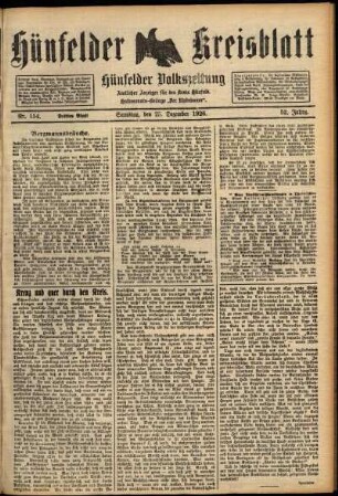 Dritte Ausgabe vom Samstag, den 25. Dezember 1926.