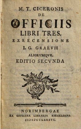 M. T. Ciceronis De officiis : libri tres