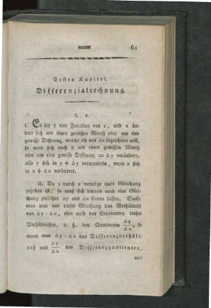 Erstes Kapitel. Differenzialrechnung.