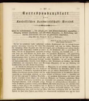 Correspondenzblatt des Kurhessischen Landwirthschaft-Vereins