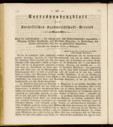Correspondenzblatt des Kurhessischen Landwirthschaft-Vereins