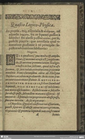 Quaestio Logico-Physica