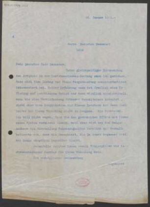 Brief an Heinrich Dessauer : 28.01.1911