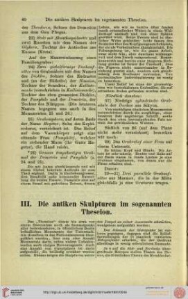 III. Die antiken Skulpturen im sogenannten Theseion