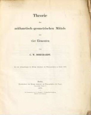 Theorie des arithmetisch-geometrischen Mittels aus vier Elementen