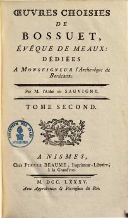 Oeuvres choisies de Bossuet, évèque de Meaux, 2