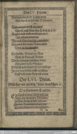 Der LVI. Psalm. Gott sey mir gnedig, denn menschen [et]c.