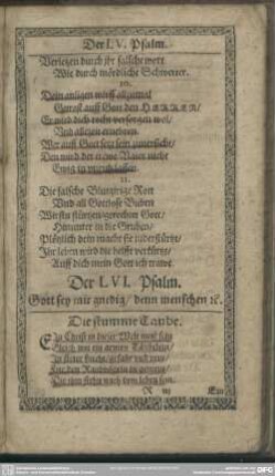 Der LVI. Psalm. Gott sey mir gnedig, denn menschen [et]c.