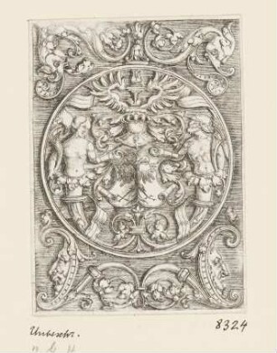 Hochfüllung mit zwei Halbfiguren und Adler