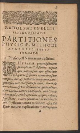 Rudolphi Snellii Veteraquinatis Partitiones Physicae, Methodi Rameae Legibus Informatae.