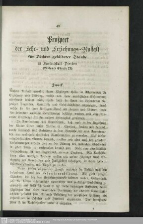 Prospect der Lehr- und Erziehungs-Anstalt