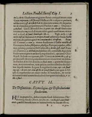 Caput II. De Definitione, Etymologia, & Distributione feudorum.