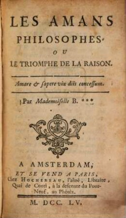 Les Amans Philosophes Ou Le Triomphe De La Raison