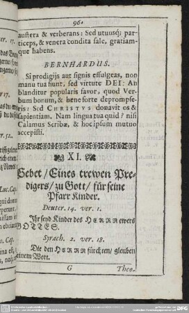 XI. Gebet, Eines trewen Predigers, zu Gott, für seine Pfarr Kinder