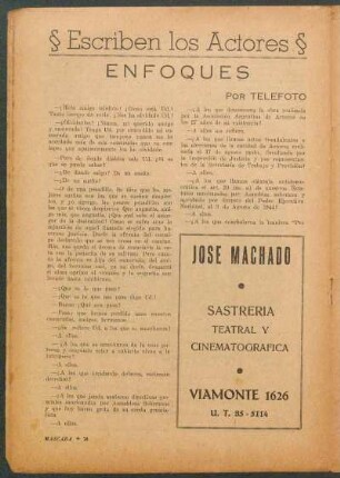 Escriben los actores : Enfoques por Telefoto