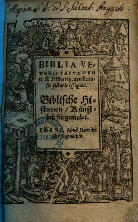 Biblia veteris Testamenti & historie artificiosis effigiata : biblische Historien künstlich fürgemalet ; mit Holzsch.
