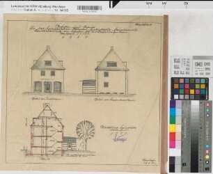Münster (Münster) Bauvorhaben Habichtshöhe Bauabschnitt VII Randbebauung am scharfen Eck und Kappenberger Damm Ansichten, Schnitt 1930 1 : 100 Zeichnung Westfälische Heimstätte Dortmund Wohnungsgesellschaft Münsterland