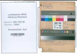 Entnazifizierung Kurt Sonnenschein , geb. 13.02.1907 (Ingenieur)