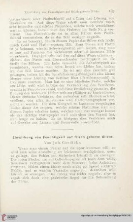 18: Einwirkung von Feuchtigkeit auf frisch getonte Bilder