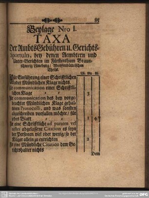 Nebst Dem erneuerten Dienst-Reglement, Sportul-Ordnung : Taxa Der Ambts-Gebühren, und Gerichts-Sportulen