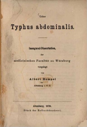 Ueber Typhus abdominalis