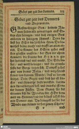 Gebet zur Zeit des Donners und Ungewitters