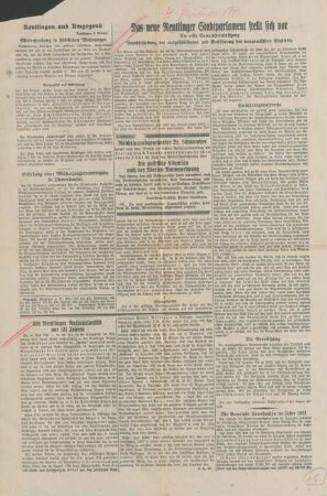 Freie Presse 1932 (Nr. 3). Tagesausgabe und "Erste Beilage" (Fragment)