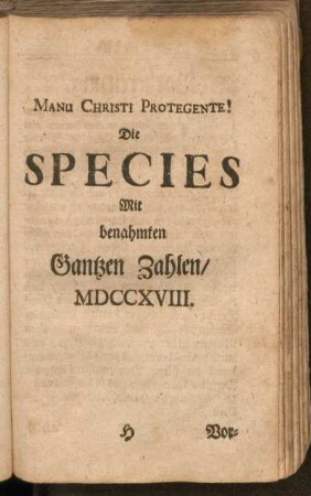 Die Species Mit benahmten Gantzen Zahlen