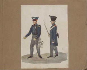 Preußischer Landwehr-Offizier (links) und Wehrmann (rechts), 1813/14