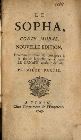 Le Sopha : Conte Moral. 1