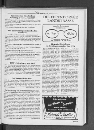 Eppendorfer Straßenfest Sonntag, den 11. Juni 1989