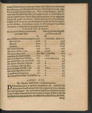 Caput VIII. De Epocha Indictionis Constantinianaeae.
