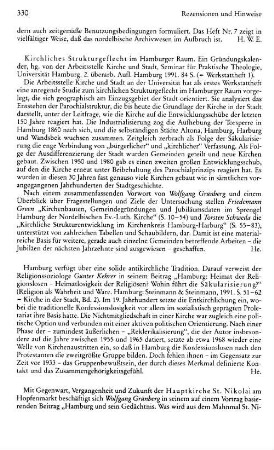 Kirchliches Strukturgeflecht im Hamburger Raum, ein Gründungskalender, hrsg. von der Arbeitsstelle Kirche und Stadt, Seminar für Praktische Theologie, Universität Hamburg, Vorwort von Wolfgang Grünberg, Beitr. von Friedemann Green und Torsten Schweda, (Werkstattheft, 1) : 2., überarb. Aufl., Hamburg, 1991