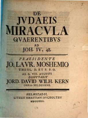 De Iudaeis miracula quaerentibus