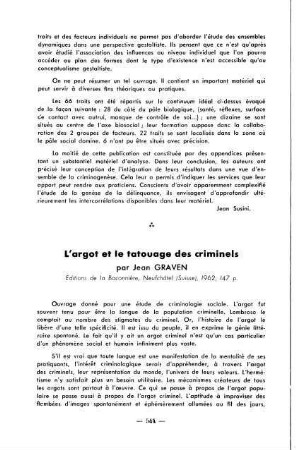 544-546, L'argot et le tatouage des criminels, par Jean Graven